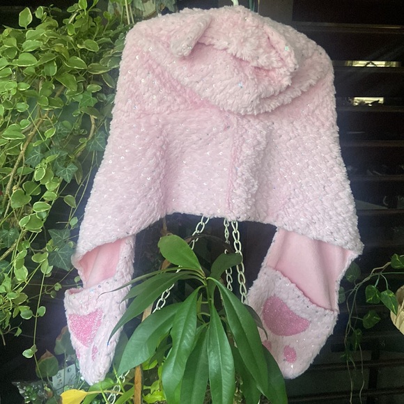 Fleece kitty kat hooded scarf with hand warming paws/pockets & sequin sparkles 💖 - Picture 5 of 10